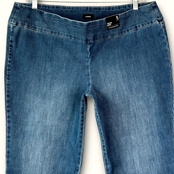 Express 70s Flare Pull On Stretch Blue Jeans Mid Rise Women Size 18/20 XL New - Picture 4 of 12